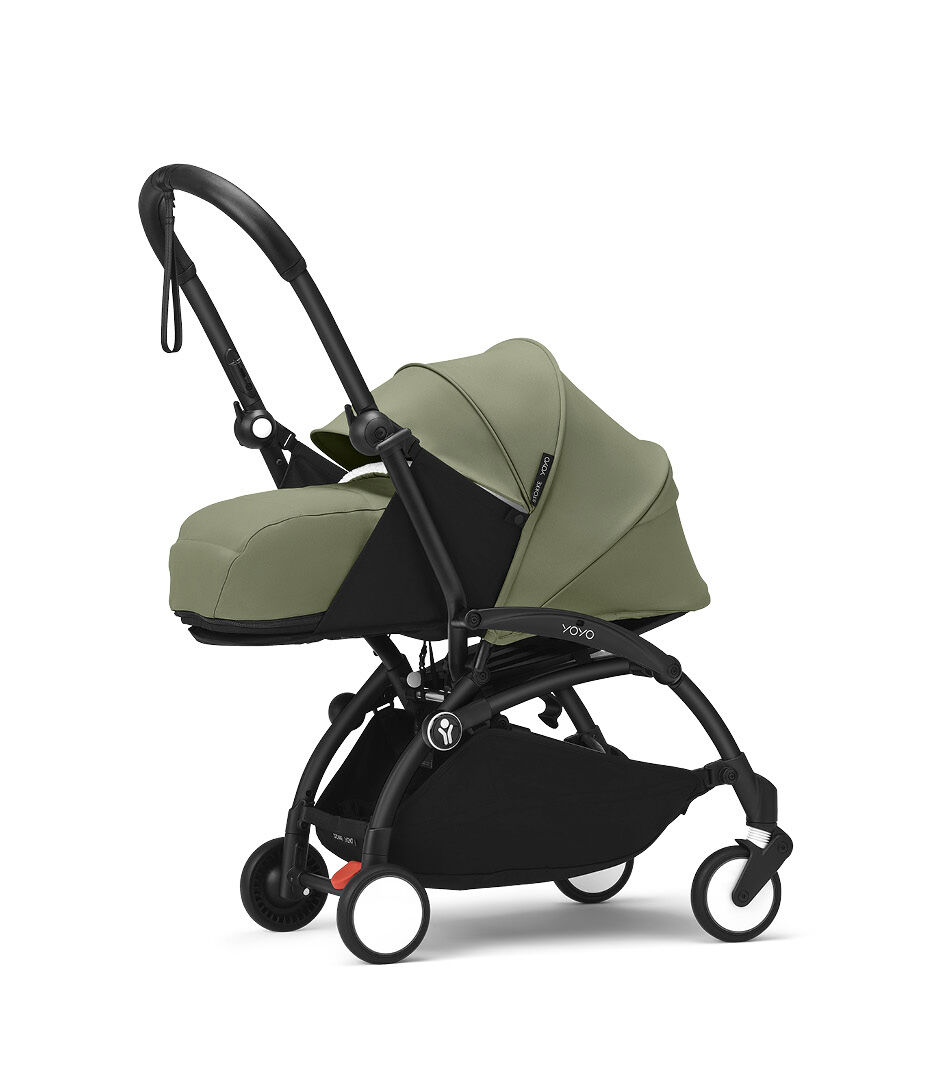 Stokke® YOYO3® 0+ Olive. Black Frame. Extended Canopy.
